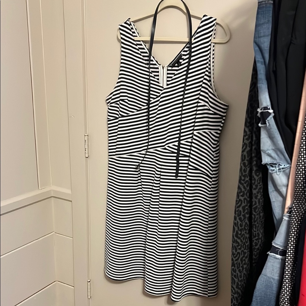 Lane Bryant Navy and White Striped Dress